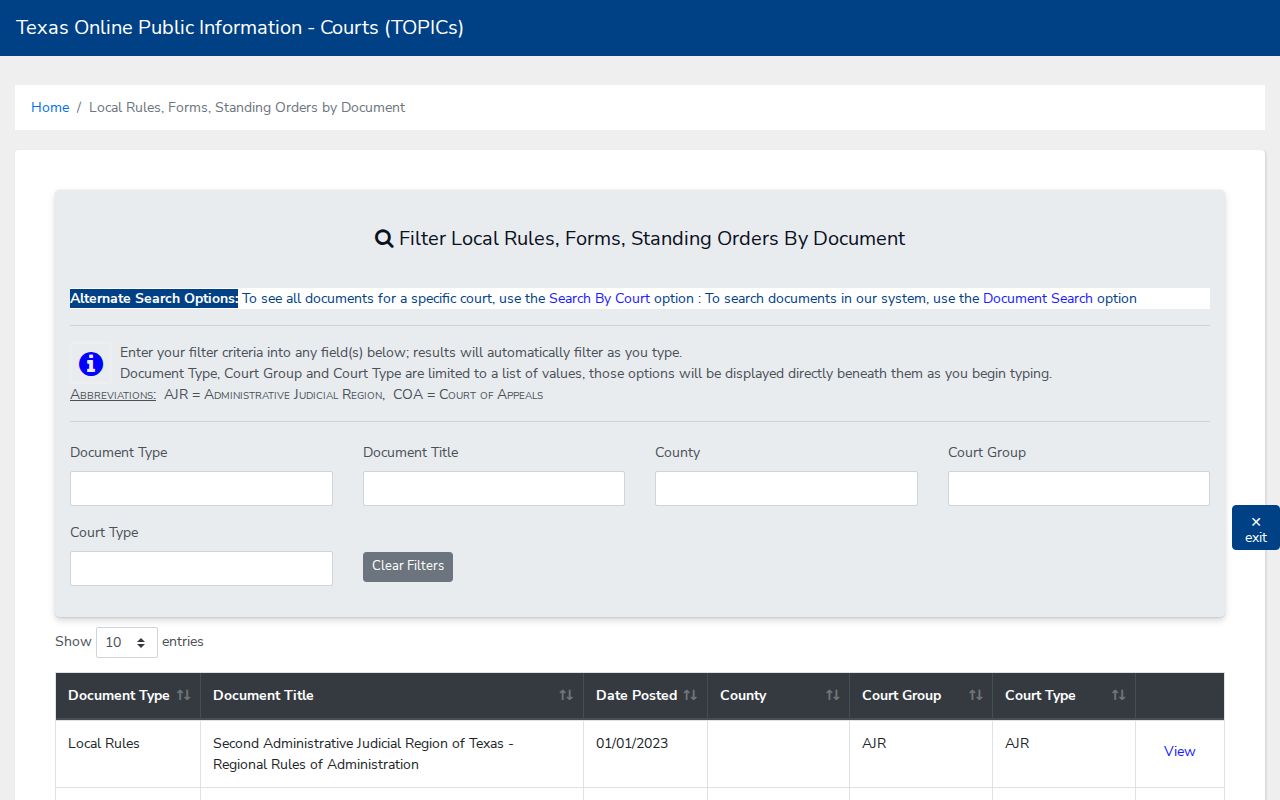 Henderson County court docket local rules search controls
